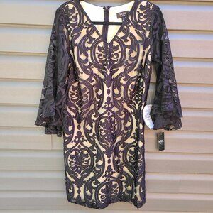 NEW MSK MACYS WOMENS DRESS GOWN  BLACK W CUT OUTS PARTY SIZE 10 P PETITE